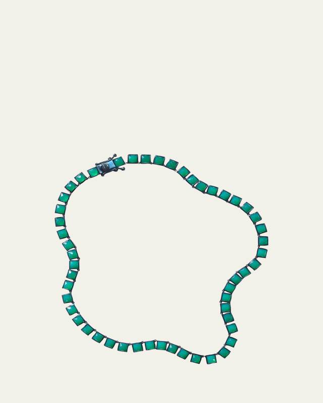 Small Tile Riviere Necklace in Green